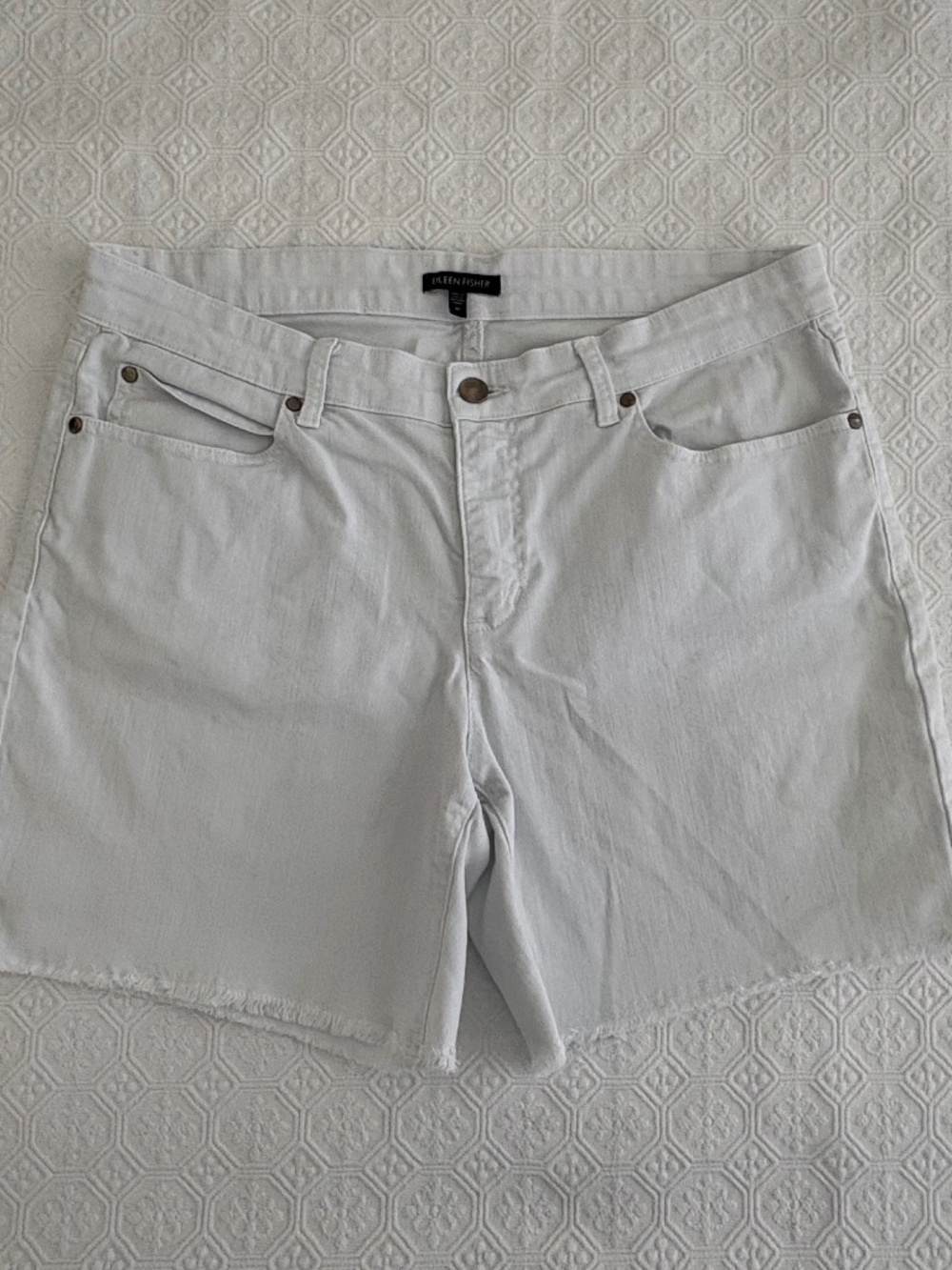 Eileen Fisher White Organic Cotton Denim Shorts 12
